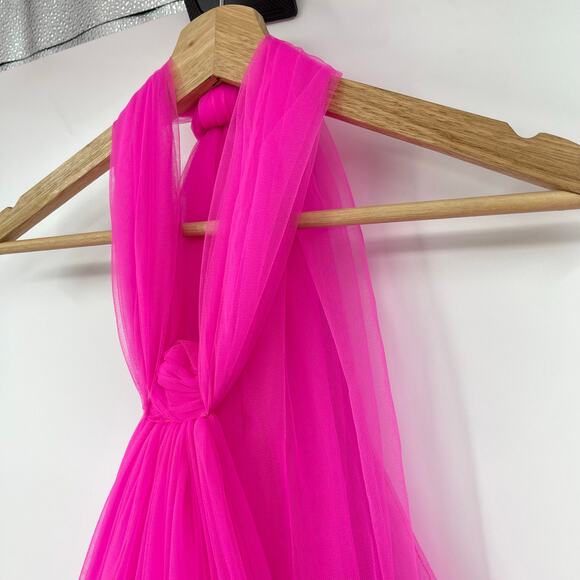 Bronx & Banco | Anna Halterneck Mini Dress in Hot Pink Tulle S - Picture 9 of 15
